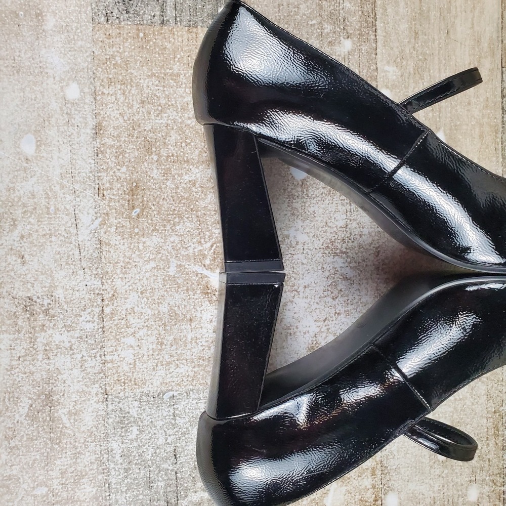 Steve Madden Arlee Womens Pumps Sz 9.5 M Black Leather Pointed Toe Block Heel - Picture 6 of 12